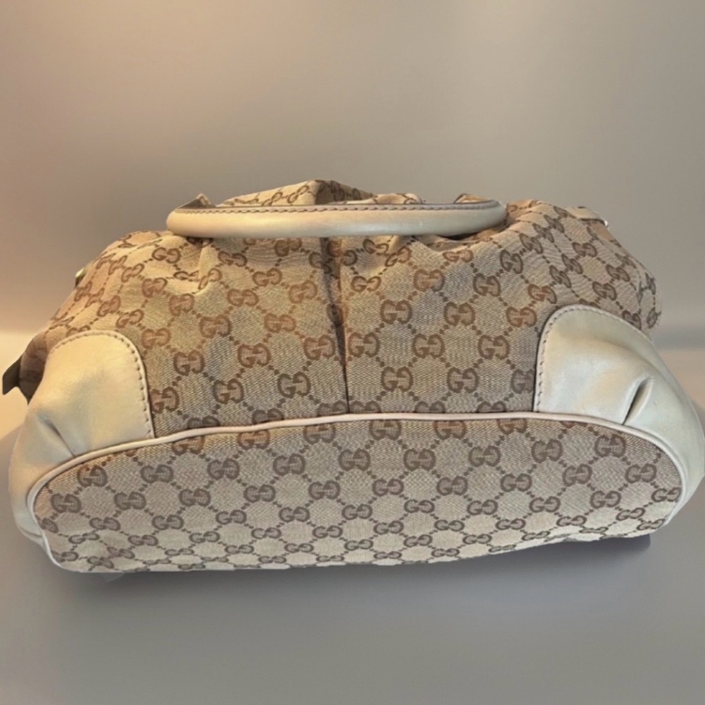 GUCCI INCLUDES BOX Slouchy Jacquard GG Canvas & Leather Handbag Hangtag Charm - Picture 11 of 12